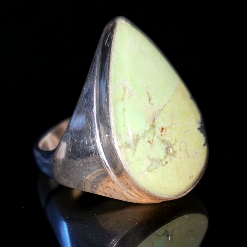 Ring - Natural Lemon Chrysoprase 925 Sterling 8.5 NWT - Picture 4 of 6